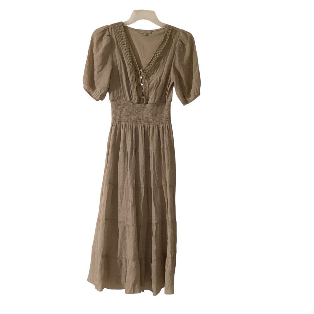 Boho Dress Women's Size S Beige Peasant Cottagecore 90s Vintage Nostalgia Fairy